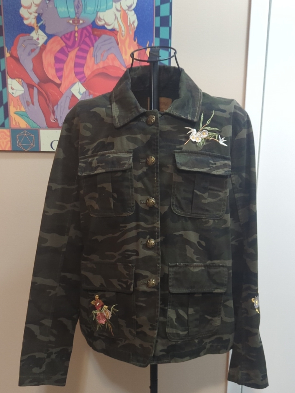 DRIFTWOOD Olive Camo Embroidered Utility Jacket